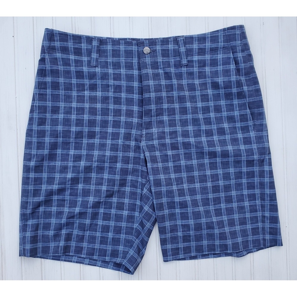 Callaway Plaid Blue Golf Shorts Lightweight Quick Dry Stretch 32 Fits 34